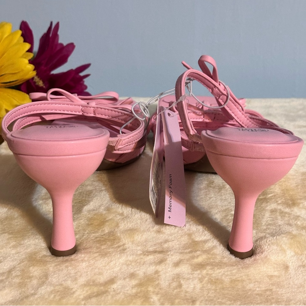 NEW Womens Pink Marcella Bow Strappy Slip-On Heels w/Memory Foam Sz11 Wild Fable - Picture 3 of 5